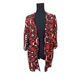 H&M Tribal Print Kimono Red Orange Black and White Medium